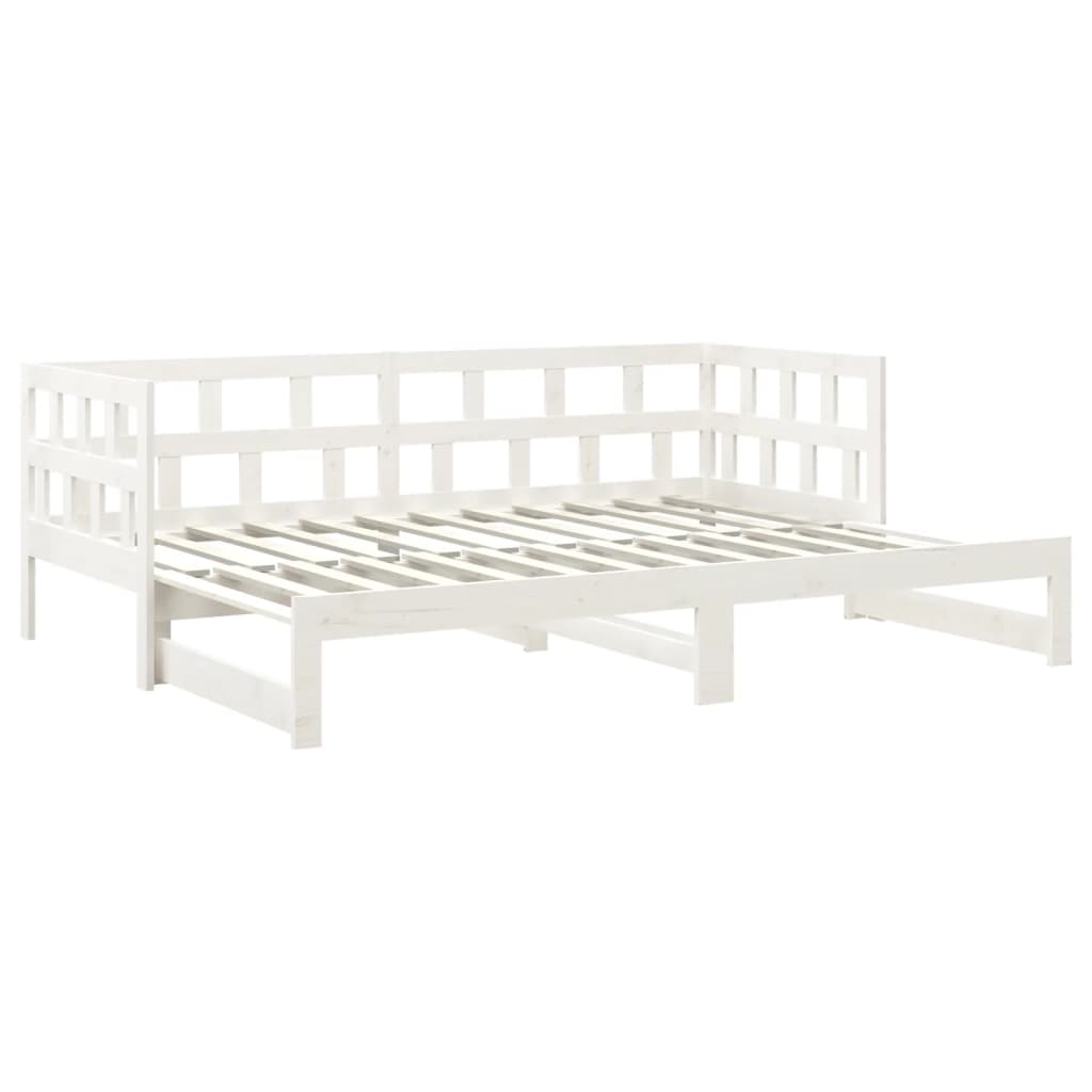 White Pull-Out Day Bed Frame without Mattress 2x(90x200) cm
