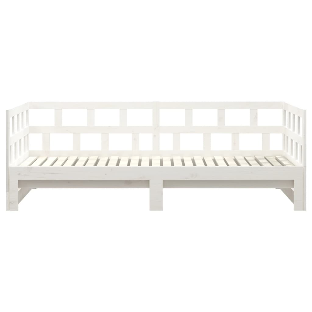 White Pull-Out Day Bed Frame without Mattress 2x(90x200) cm