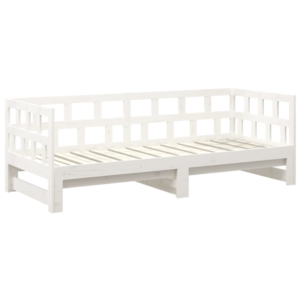 White Pull-Out Day Bed Frame without Mattress 2x(90x200) cm