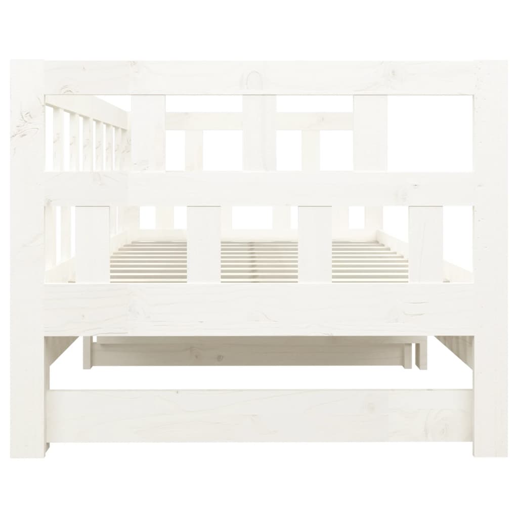 White Pull-Out Day Bed Frame without Mattress 2x(90x200) cm