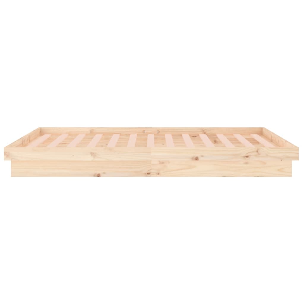 Solid Wood LED Bed Frame 200x200 cm, Mattress Not Included