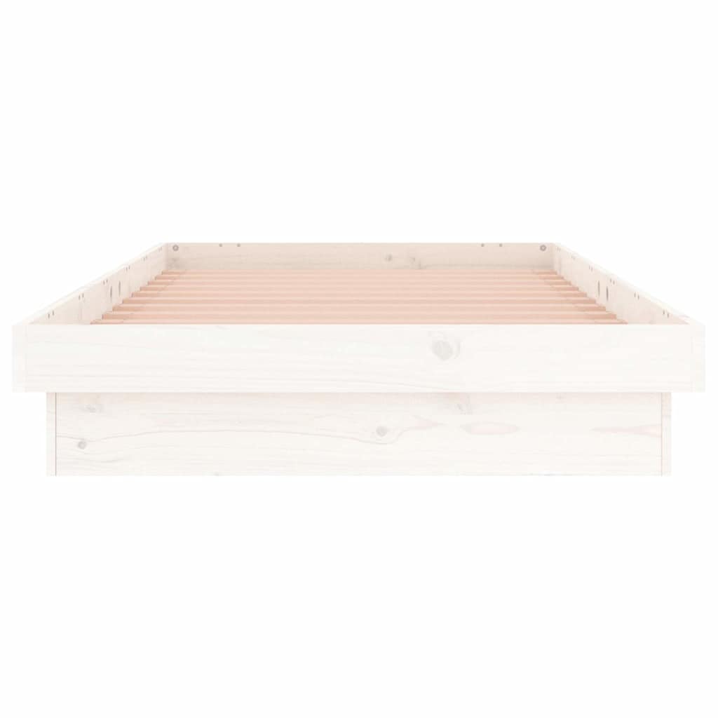 White Solid Wood LED Bed Frame, Small Single - No Mattress