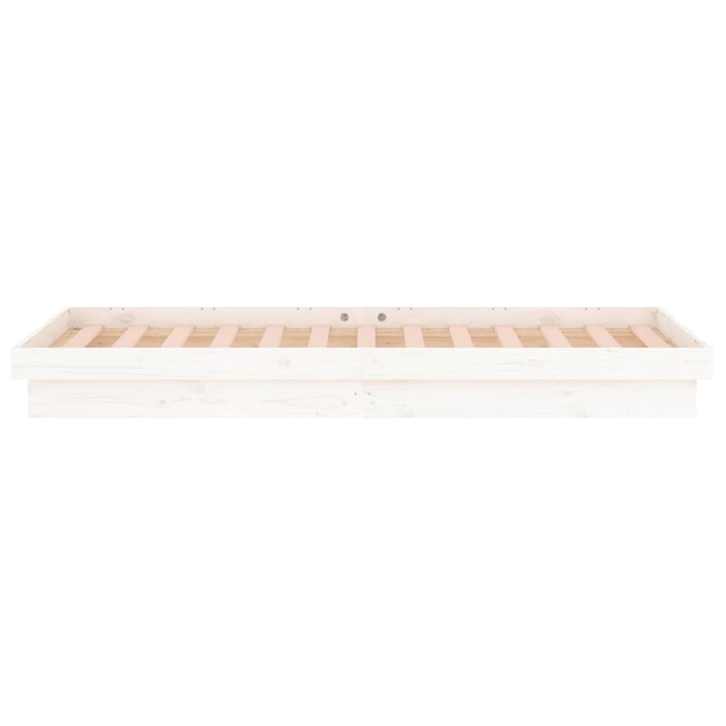 White Solid Wood LED Bed Frame, Small Single - No Mattress