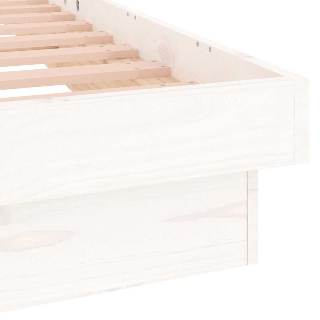 White Solid Wood LED Bed Frame, Small Single - No Mattress