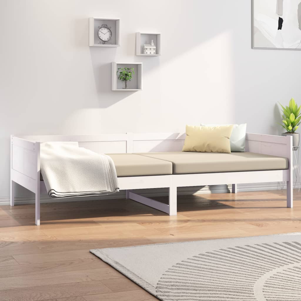 White Solid Pine Wood Day Bed Frame 90x190 cm - No Mattress Included