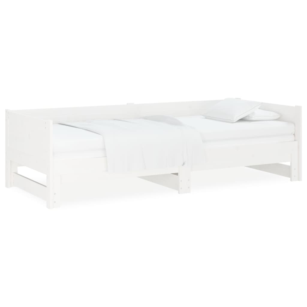 White Pull-Out Day Bed Frame 2x(80x200)cm - No Mattress Included