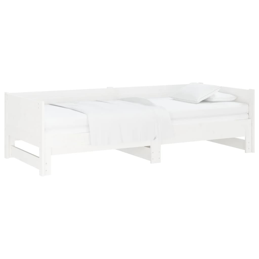 White Pull-Out Day Bed Frame 2x(80x200)cm - No Mattress Included