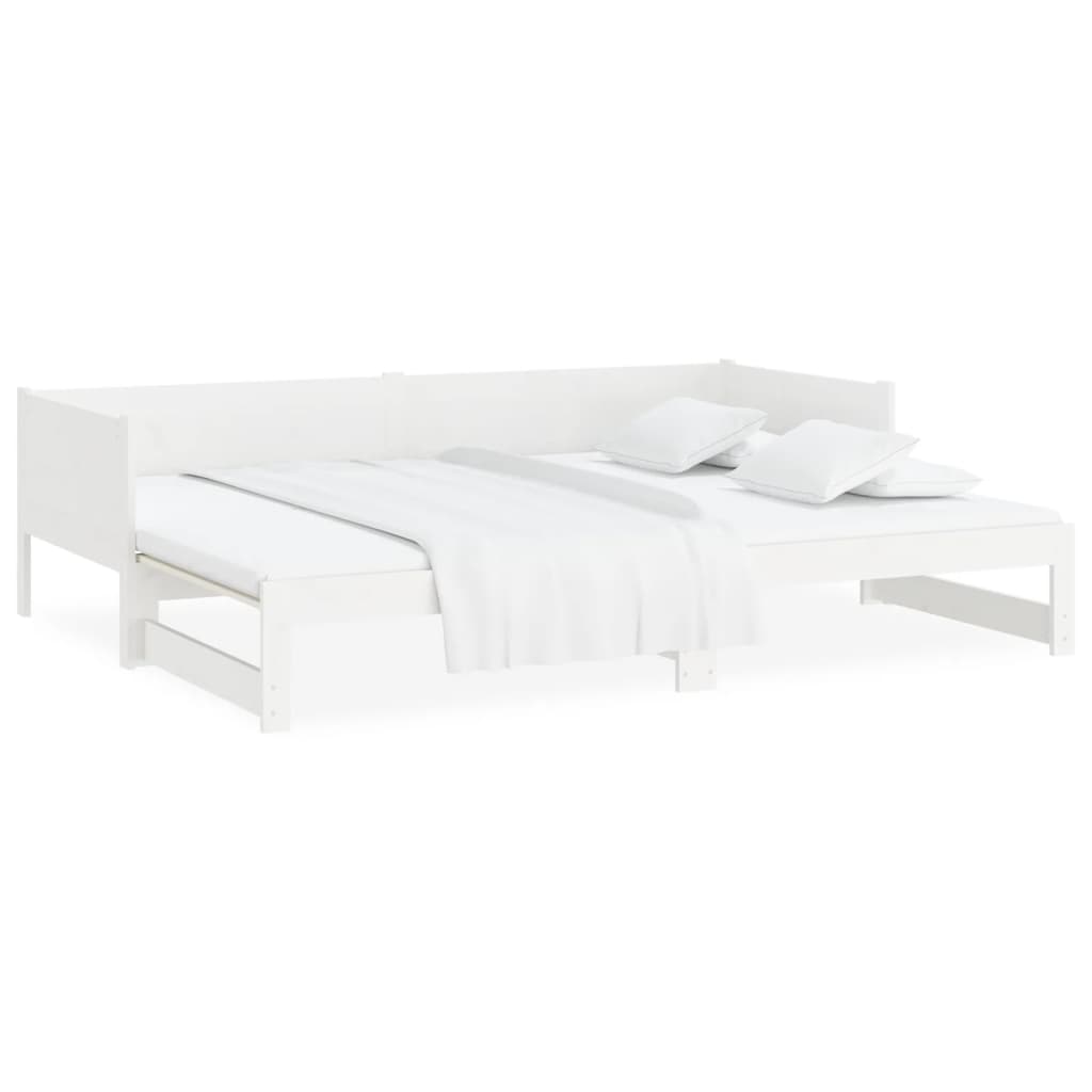 White Pull-Out Day Bed Frame 2x(80x200)cm - No Mattress Included