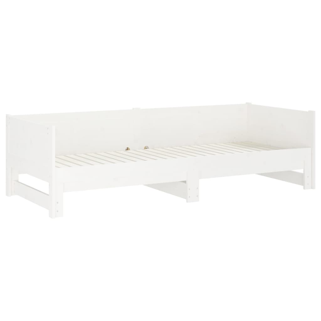 White Pull-Out Day Bed Frame 2x(80x200)cm - No Mattress Included