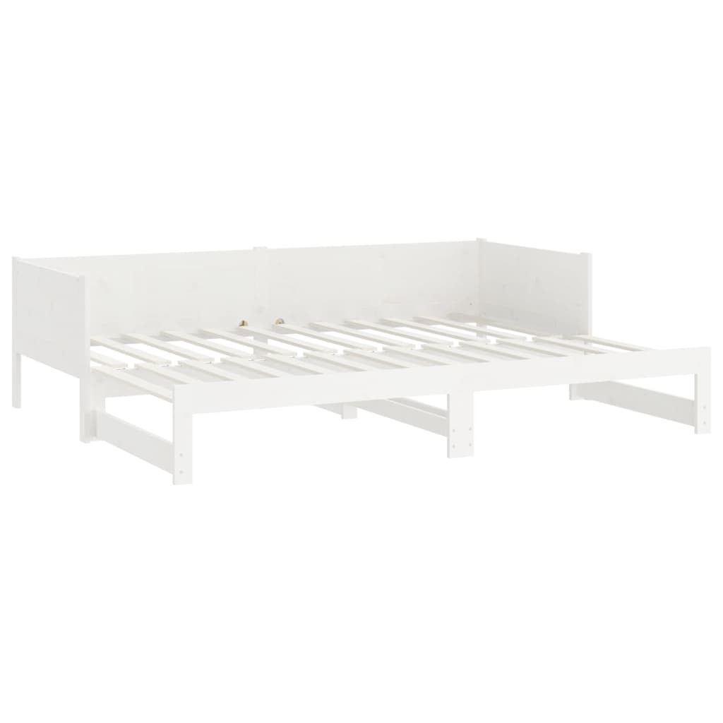 White Pull-Out Day Bed Frame 2x(80x200)cm - No Mattress Included