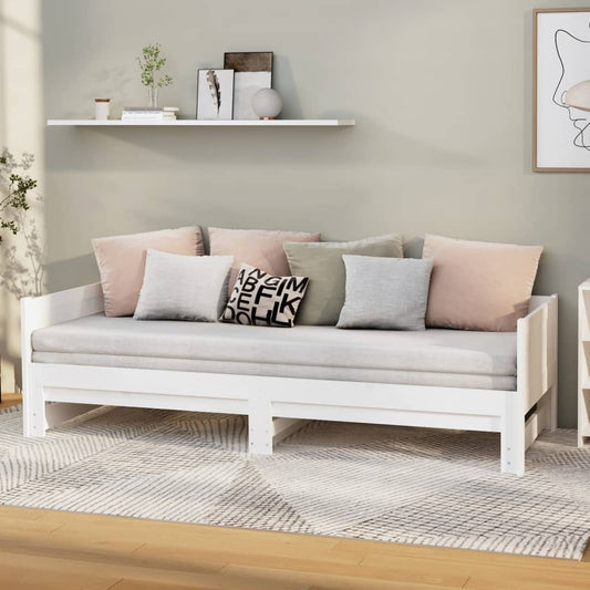 White Pull-Out Day Bed Frame 2x(80x200)cm - No Mattress Included