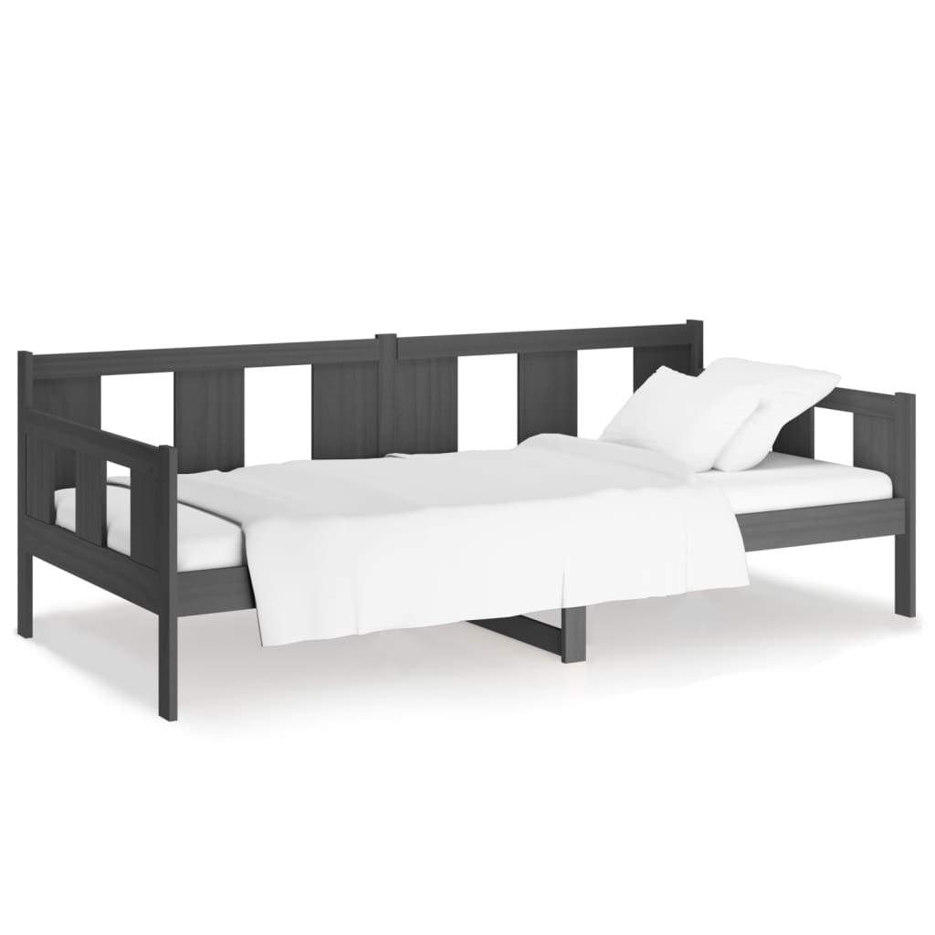 Solid Pine Grey Day Bed Frame 80x200 cm - No Mattress Included
