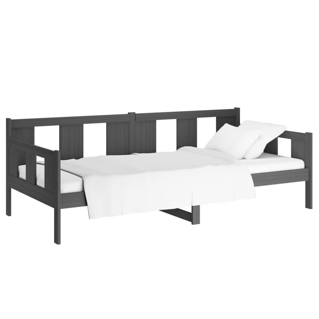 Solid Pine Grey Day Bed Frame 80x200 cm - No Mattress Included