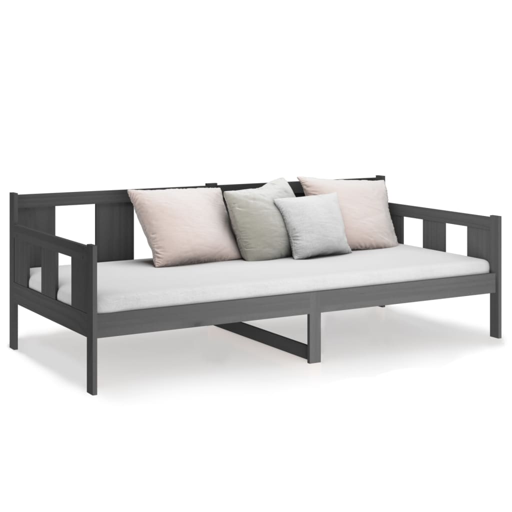 Solid Pine Grey Day Bed Frame 80x200 cm - No Mattress Included