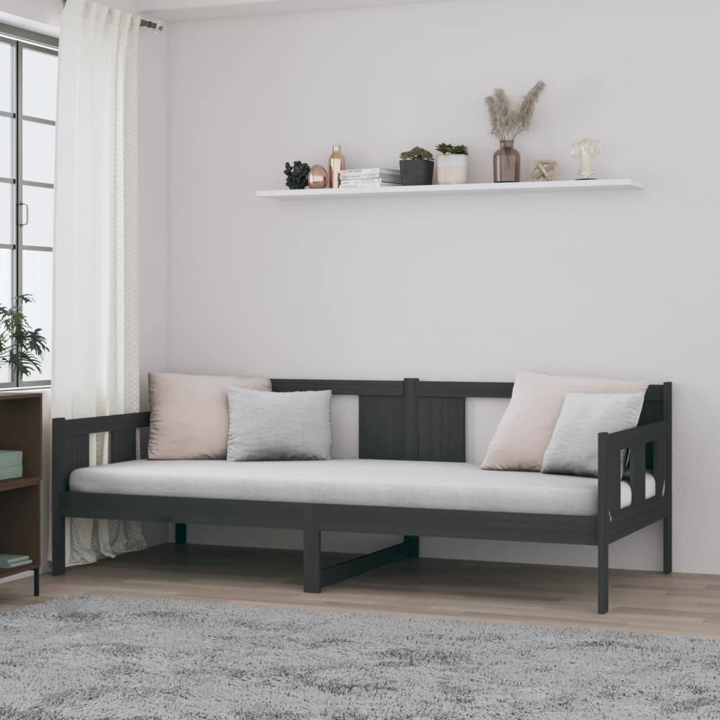 Solid Pine Grey Day Bed Frame 80x200 cm - No Mattress Included