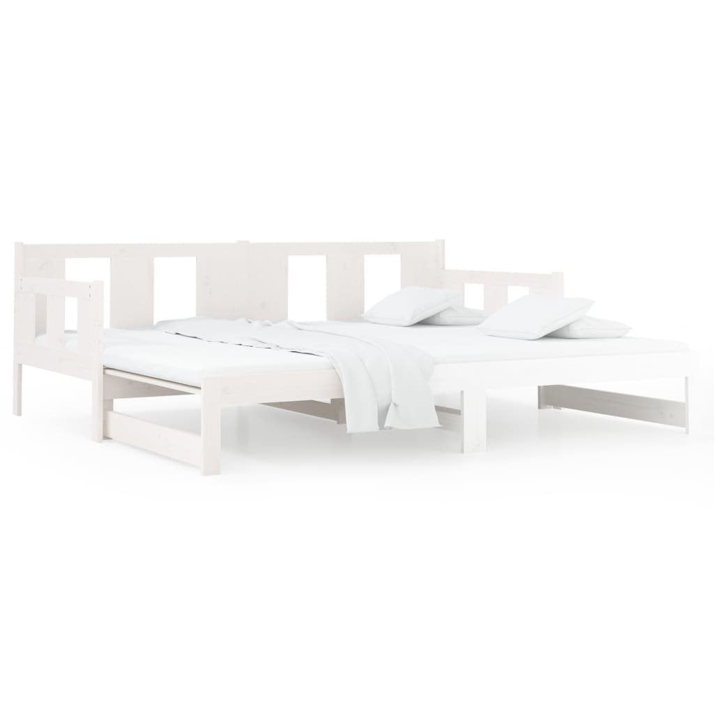 White Solid Pine Pull-Out Day Bed Frame - Without Mattress, 2x cm