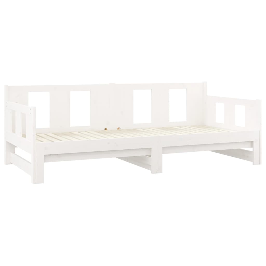 White Solid Pine Pull-Out Day Bed Frame - Without Mattress, 2x cm
