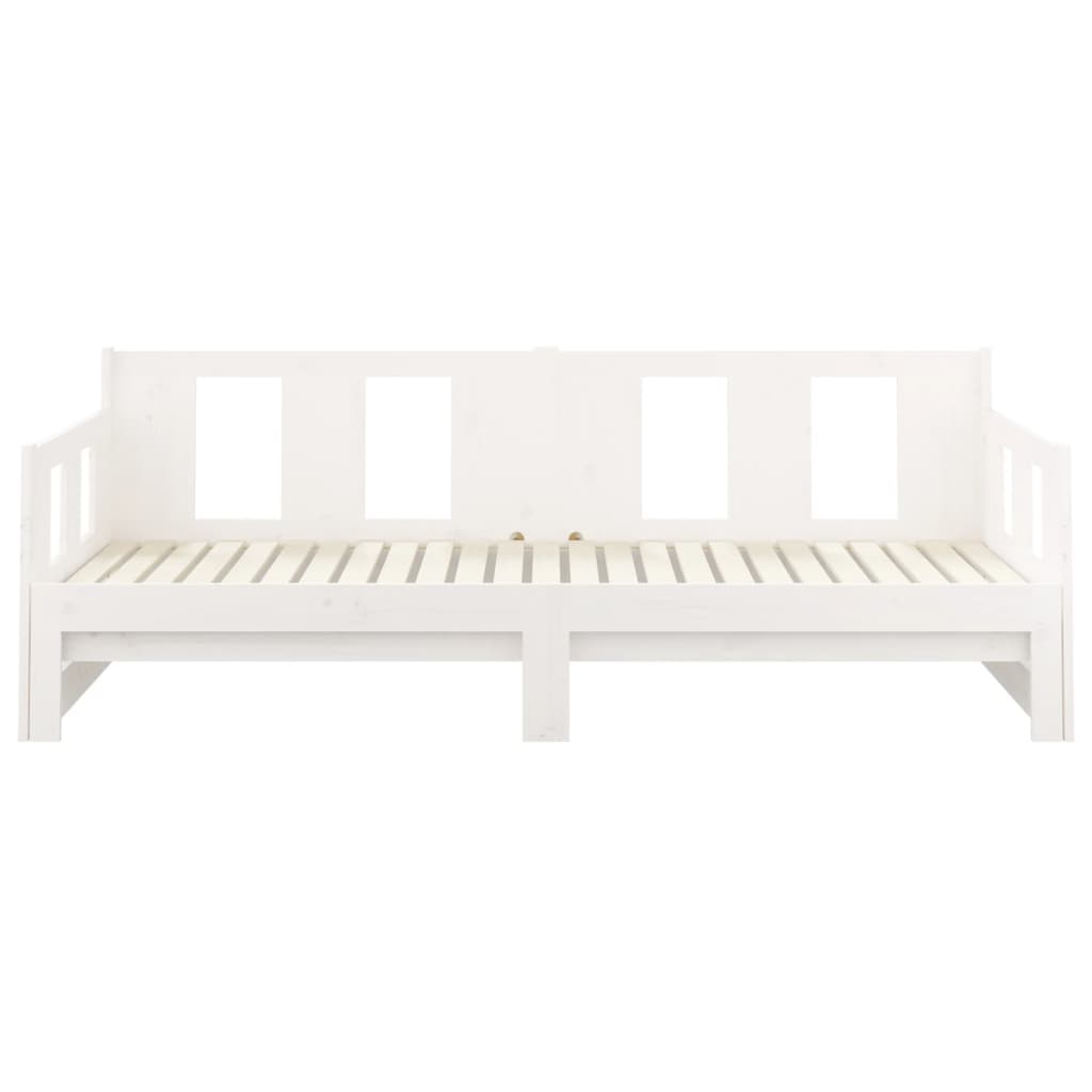 White Solid Pine Pull-Out Day Bed Frame - Without Mattress, 2x cm