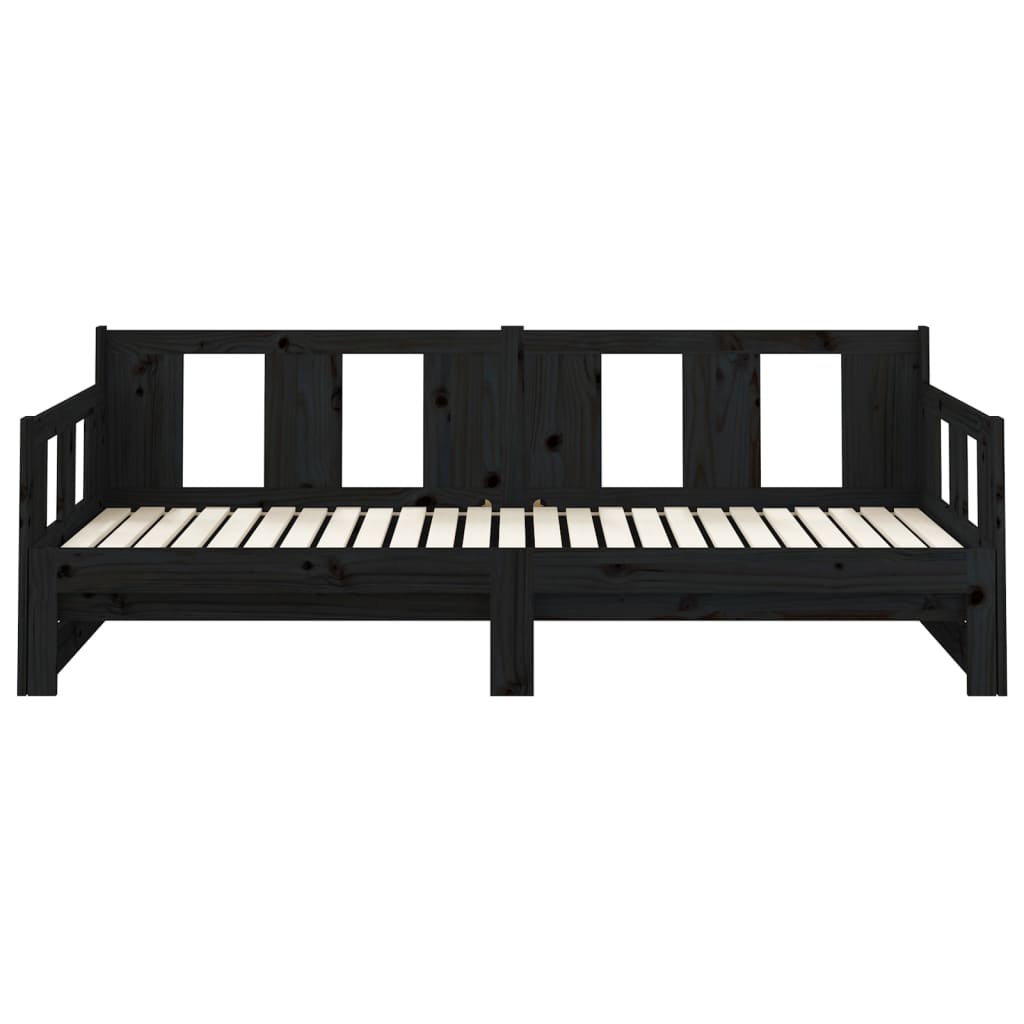 Black Solid Pine Pull-Out Day Bed Frame - No Mattress Included