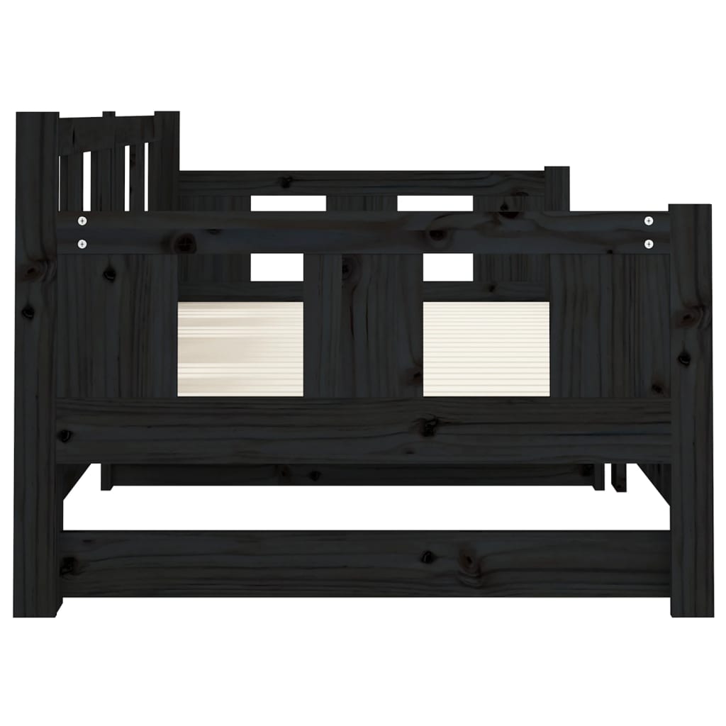 Black Solid Pine Pull-Out Day Bed Frame - No Mattress Included