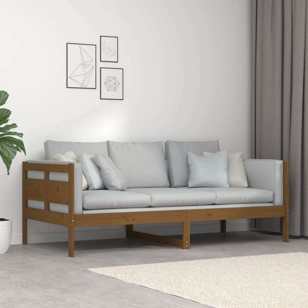 Honey Brown Solid Wood Pine Day Bed Frame, 90x190 cm, Single