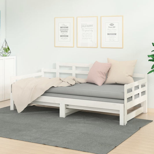White Pull-out Day Bed Frame 2x(90x200) cm - No Mattress Included