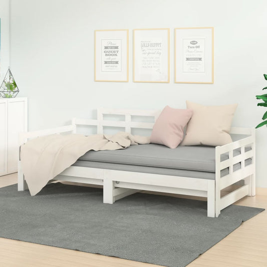 White Solid Pine Pull-out Day Bed Frame - No Mattress Included