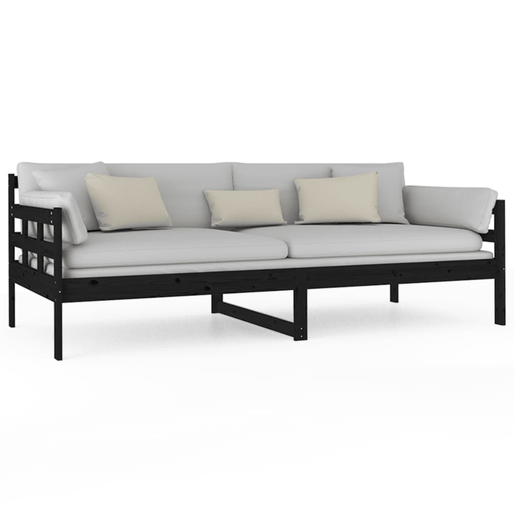 Black Solid Wood Pine Day Bed Frame 90x200 cm - No Mattress