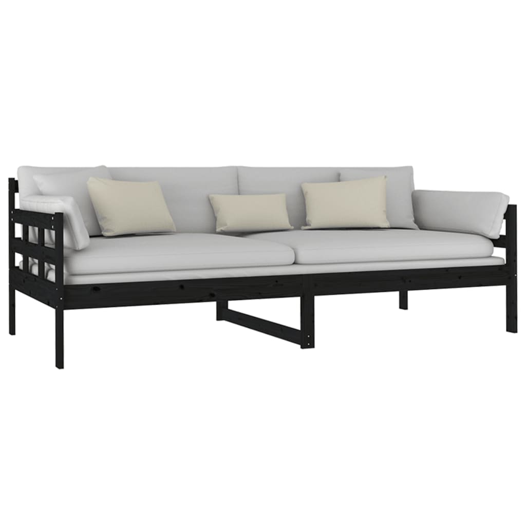 Black Solid Wood Pine Day Bed Frame 90x200 cm - No Mattress