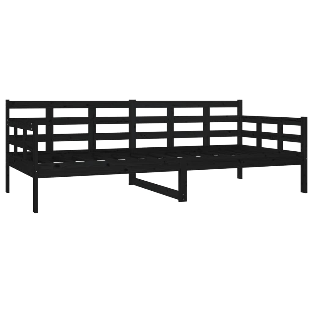 Black Solid Wood Pine Day Bed Frame 90x200 cm - No Mattress