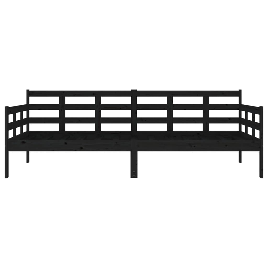 Black Solid Wood Pine Day Bed Frame 90x200 cm - No Mattress