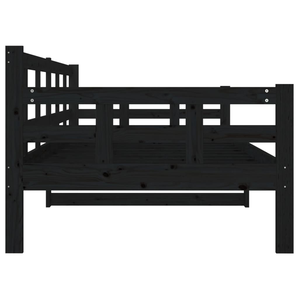 Black Solid Wood Pine Day Bed Frame 90x200 cm - No Mattress