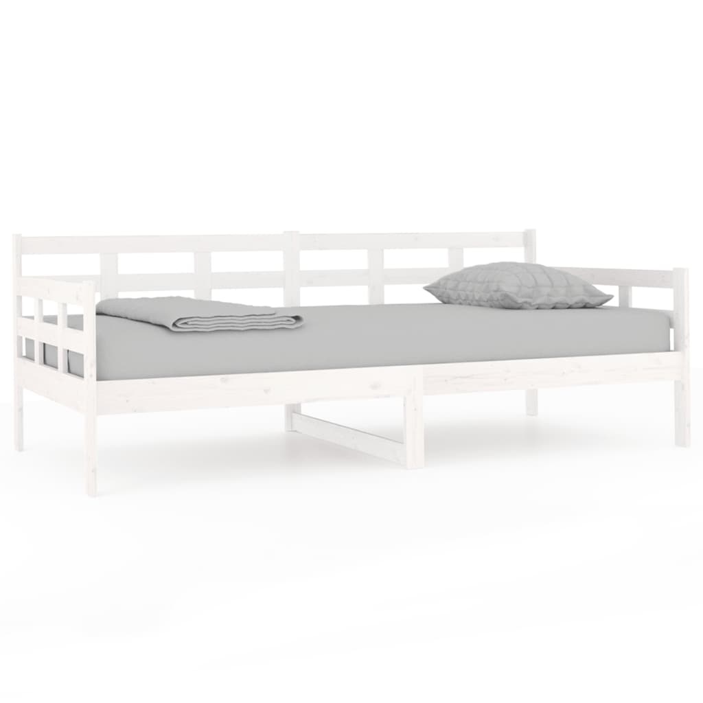 White Solid Pine Wood Day Bed Frame 90x190cm - No Mattress