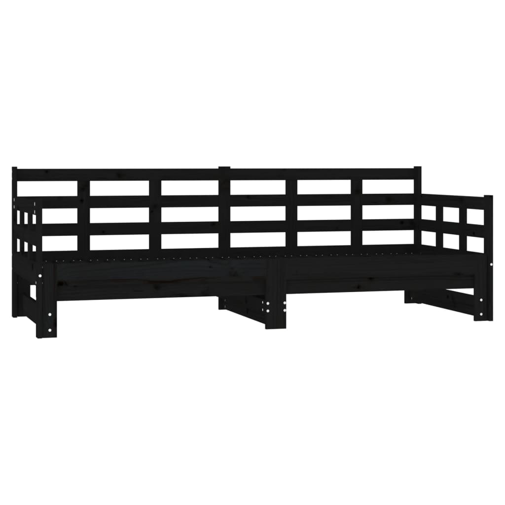 Black Metal Pull-Out Day Bed Frame - 2x(90x190) cm, No Mattress