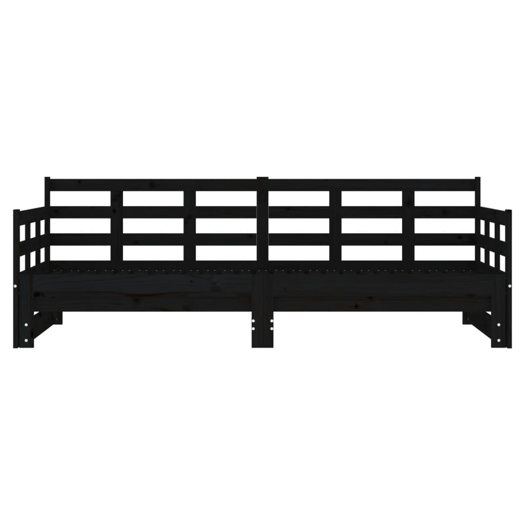 Black Metal Pull-Out Day Bed Frame - 2x(90x190) cm, No Mattress