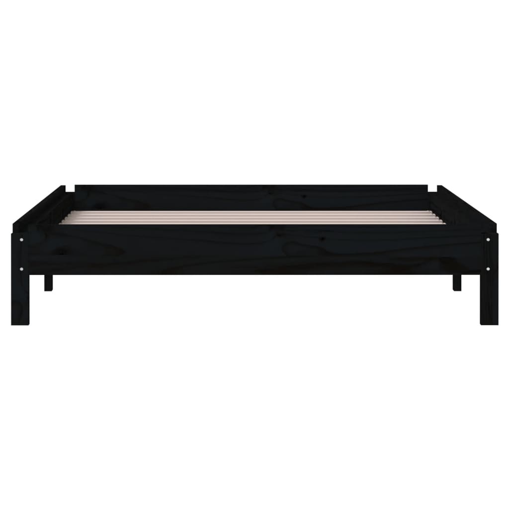 Solid Pine Stack Bed 100x200 cm - Black, No Mattress Included