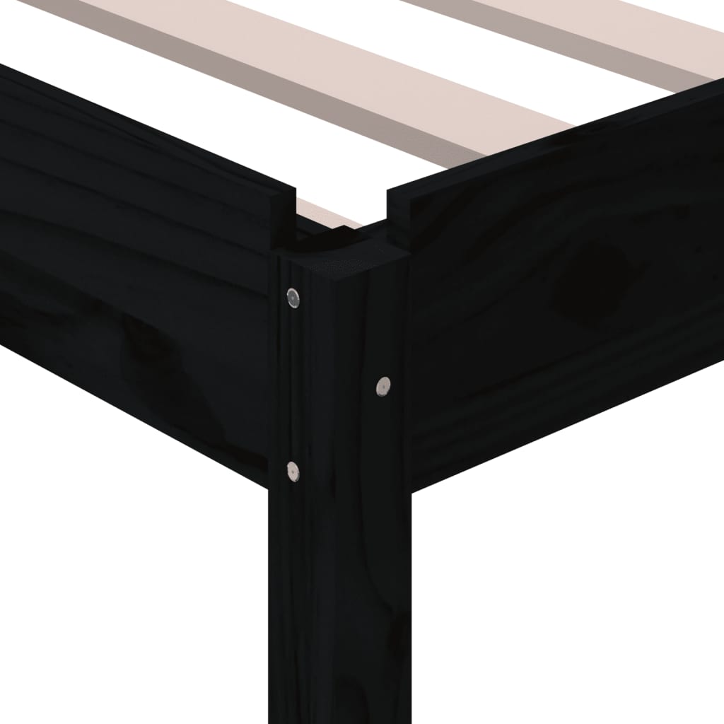 Solid Pine Stack Bed 100x200 cm - Black, No Mattress Included