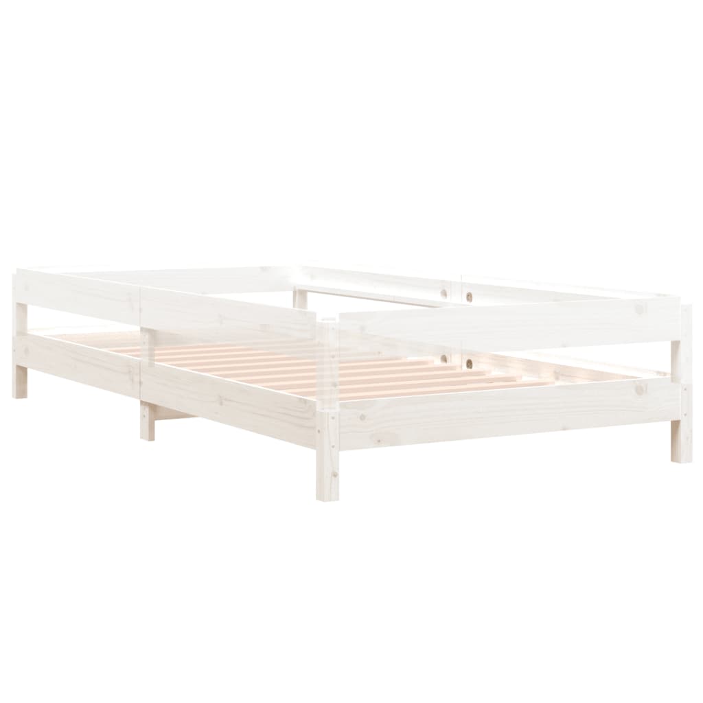 White Solid Pine Wood Stack Bed Frame 80x200 cm - No Mattress Included