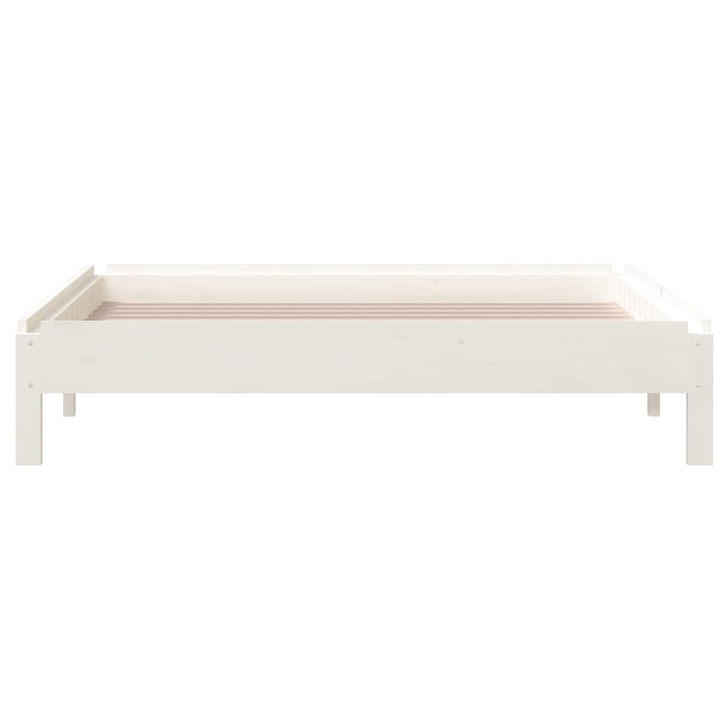 White Solid Pine Wood Stack Bed Frame 80x200 cm - No Mattress Included