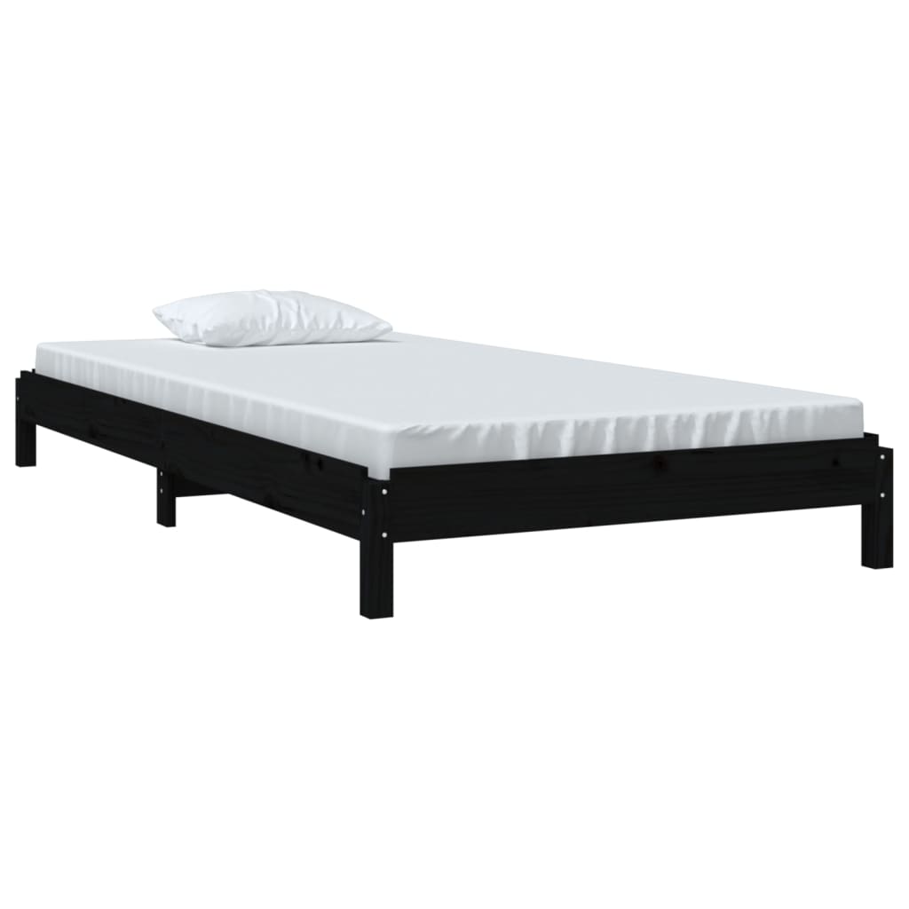 Solid Black Pine Stack Bed Frame 75x190 cm - Small Single