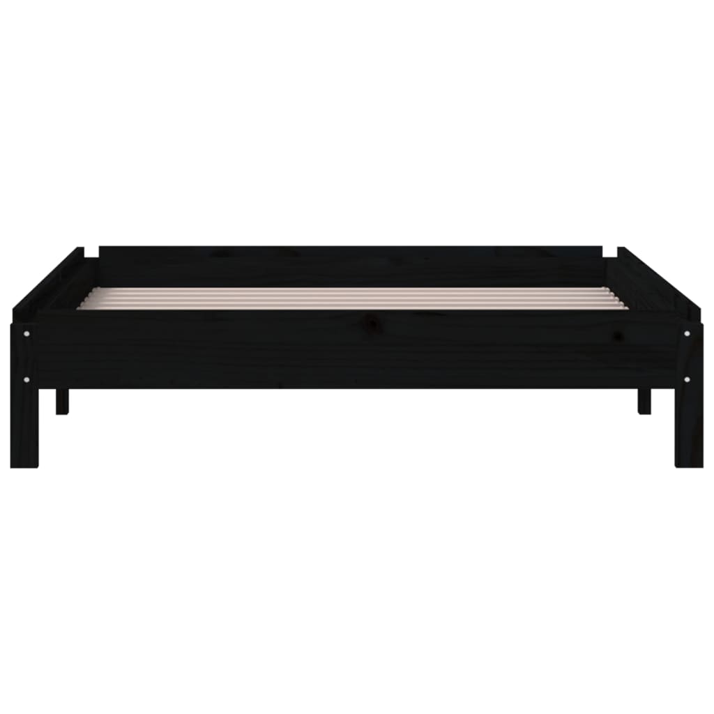 Solid Black Pine Stack Bed Frame 75x190 cm - Small Single