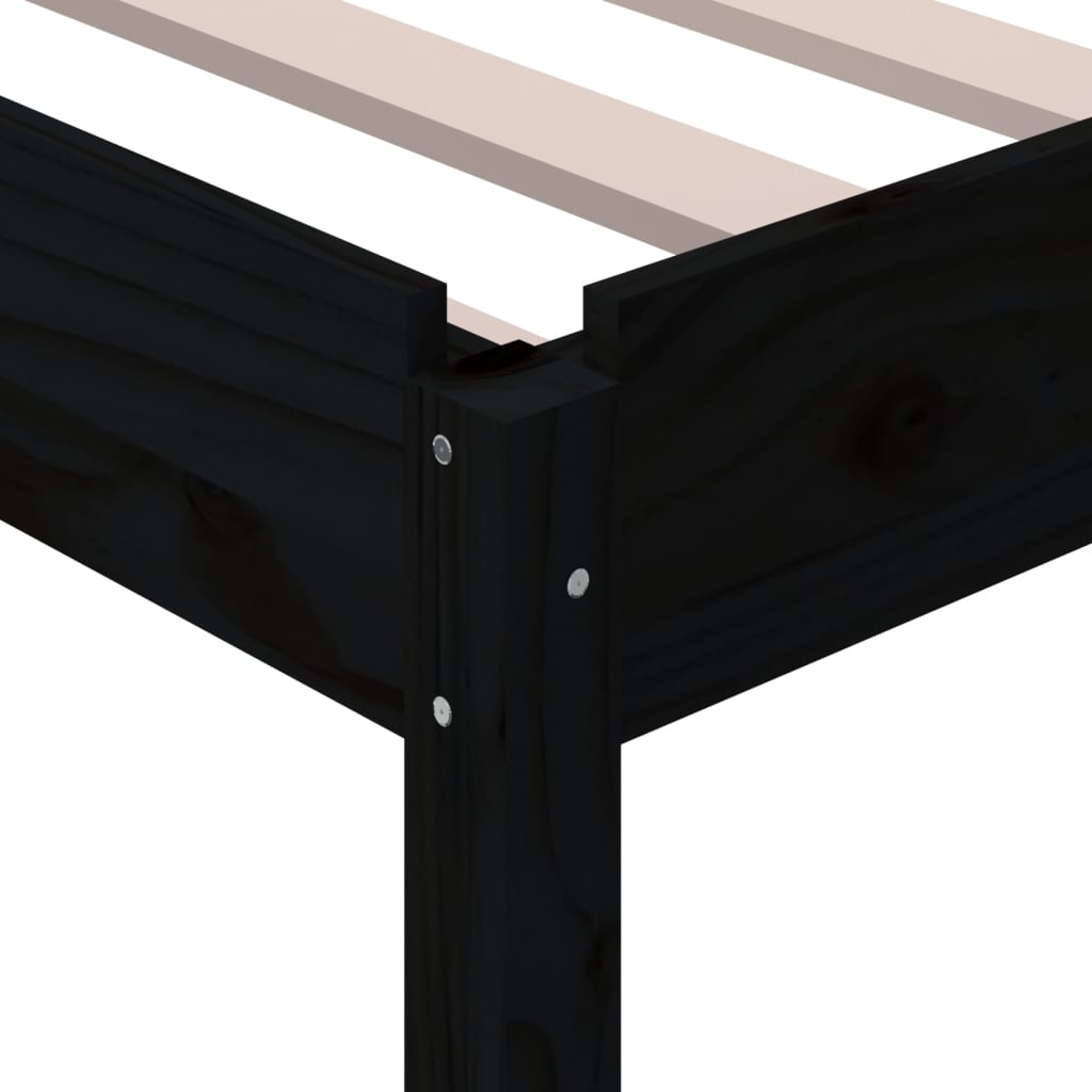 Solid Black Pine Stack Bed Frame 75x190 cm - Small Single