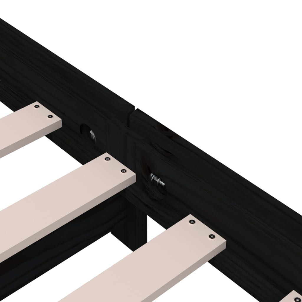 Solid Black Pine Stack Bed Frame 75x190 cm - Small Single