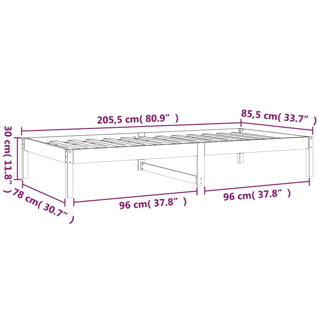 Solid Pine Day Bed 80x200 cm, White - No Mattress Included