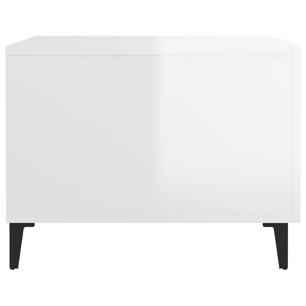 Coffee Table with Metal Legs High Gloss White 50x50x40 cm