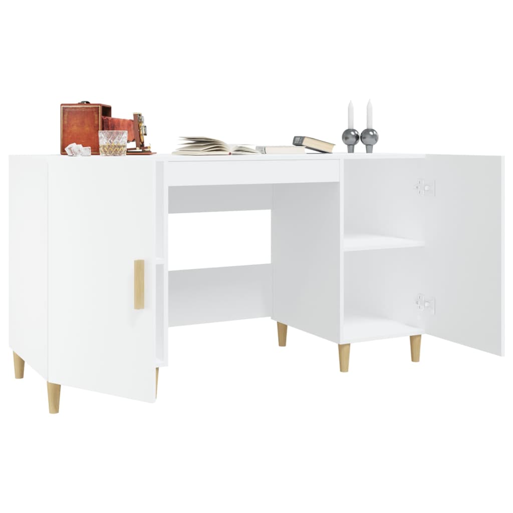 White Engineered Wood Desk 140x50x75 cm - Sleek & Modern Design