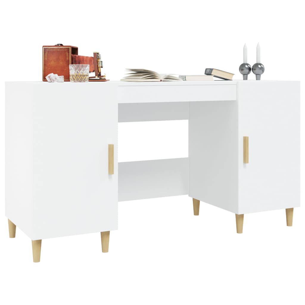 White Engineered Wood Desk 140x50x75 cm - Sleek & Modern Design