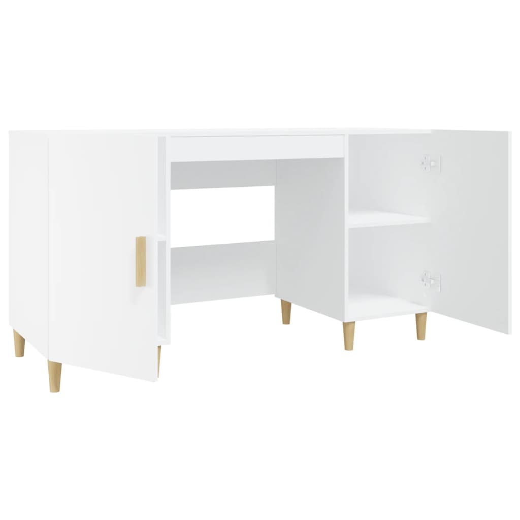 White Engineered Wood Desk 140x50x75 cm - Sleek & Modern Design