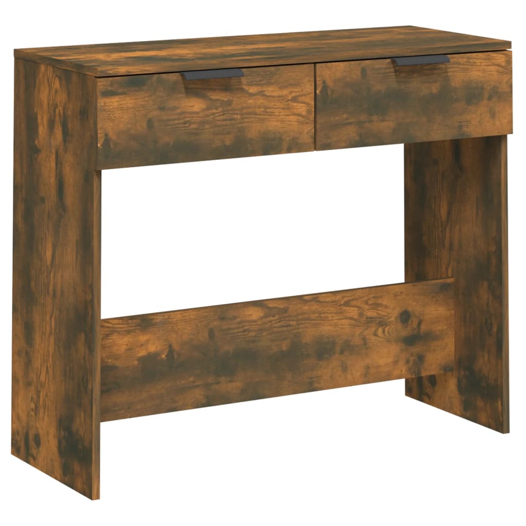 Smoked Oak Engineered Wood Console Table - 90x36x75 cm