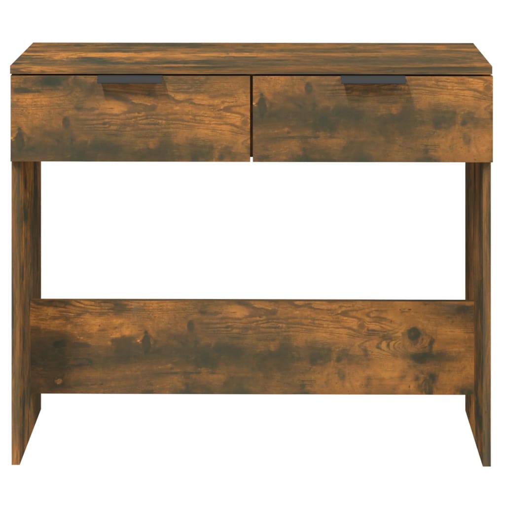 Smoked Oak Engineered Wood Console Table - 90x36x75 cm